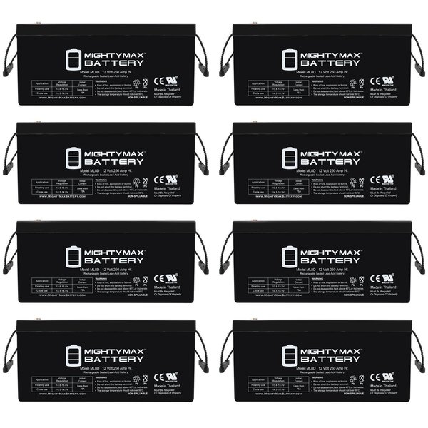 Mighty Max Battery 12V 250Ah SLA Replacement for Enduring CB250-12, CB 250-12 - 8PK MAX3892254